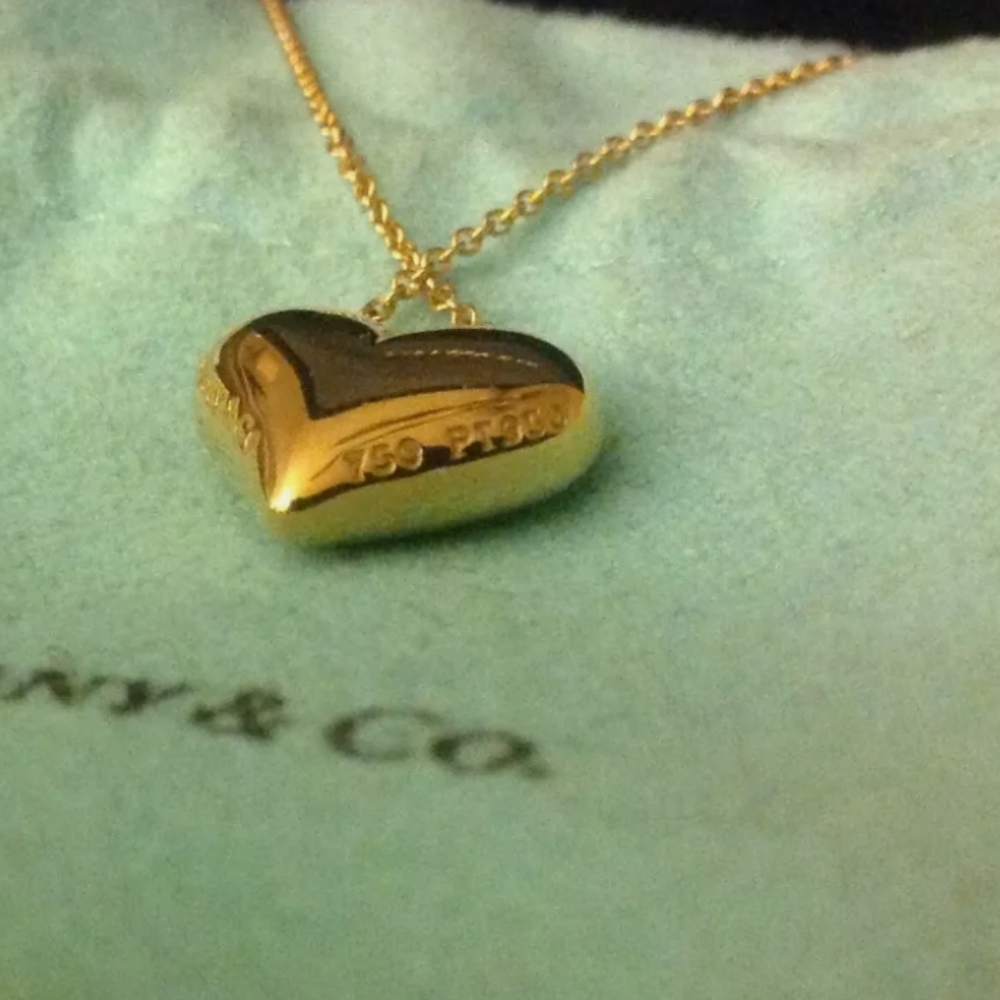 Tiffany & Co Diamond 18K/PT 950Gold Heart Necklace - Picture 3 of 5